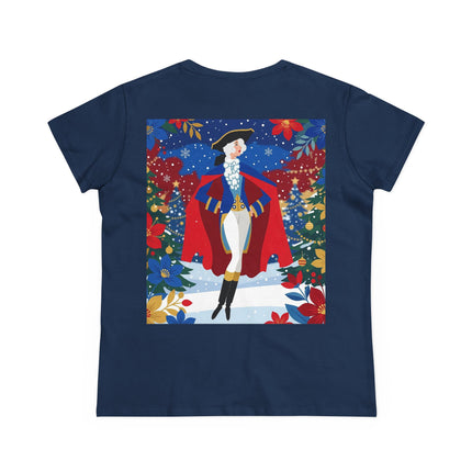 🎄🎭 The Christmas Masquerade Lady Cotton Tee – Art Deco Holiday Glamour