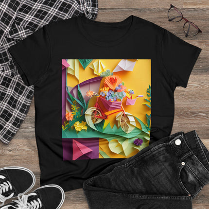 Origami Bicycle Women's Midweight Cotton Tee