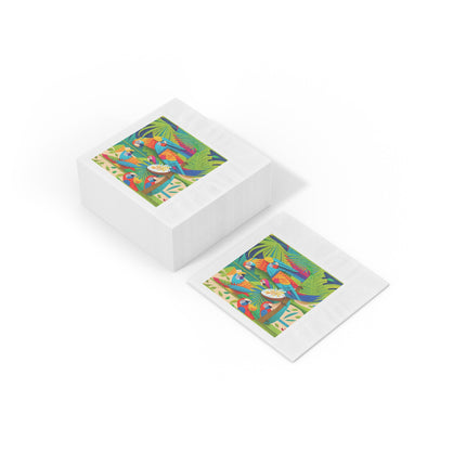 Colorful Macaws White Coined Napkins