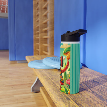 Dragon Dance on Wheels Stainless Steel Water Bottle, Standard Lid