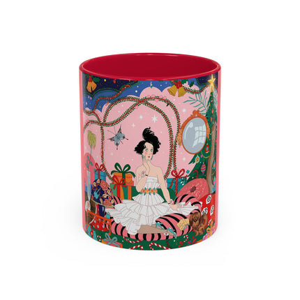 🎀🎄 Christmas Morning In The Rose Parlor Colorful Mug – Art Deco Holiday Fantasy