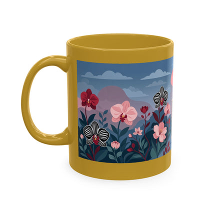 🖤🌸 The Lady Of The Striped Orchid Garden Ceramic Mug – Art Deco Fashion Elegance