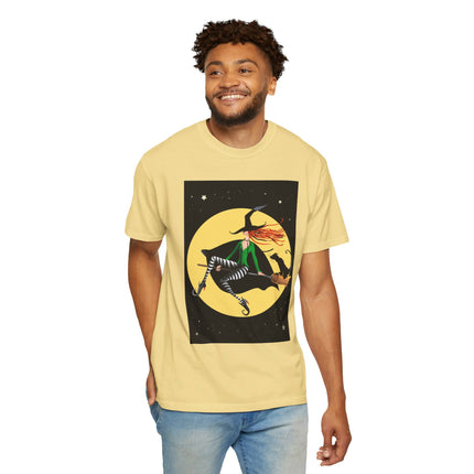 A Witch’s Moonlit Flight Unisex Garment-Dyed T-shirt