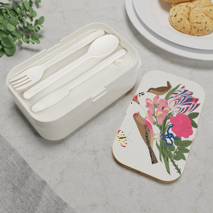 Pink-Breasted Bird & Wren Bento Lunch Box – Elegant Joy & Springtime Charm