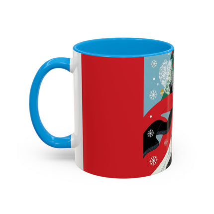 ❤️ The Lady Of The Crimson Scarf Colorful Mug – Art Deco Christmas Elegance
