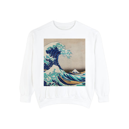 The Great Wave off Kanagawa by Katsushika Hokusai Garment-Dyed Sweatshirt