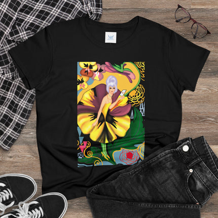 Women's Enchanted Pansy Print Midweight Cotton Tee