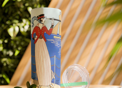 Costume de Yacht by George Barbier Skinny Tumbler with Straw, 20oz