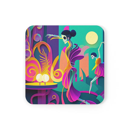 Dance of the Skeleton Ballerinas Cork Back Coaster