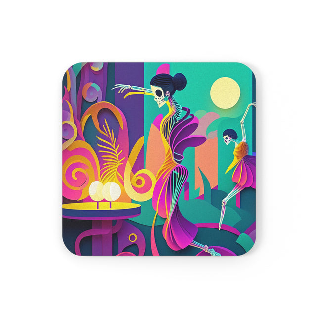 Dance of the Skeleton Ballerinas Cork Back Coaster