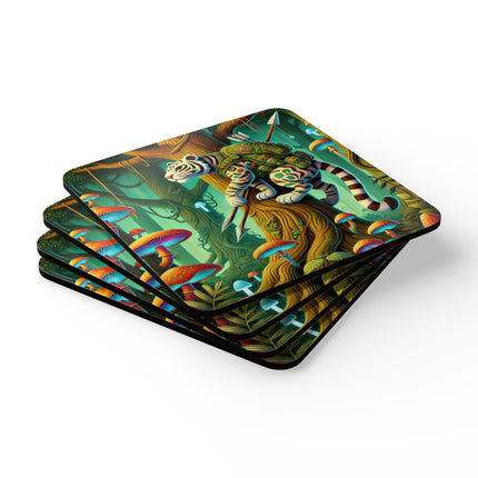 Silent Stripes Corkwood Coaster Set