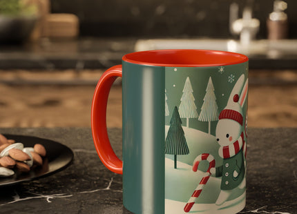 Candy Cane Timekeeper Bunny Colorful Mugs (11oz, 15oz)