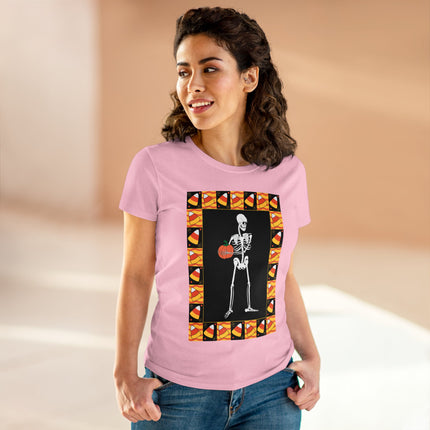 Candy Corn Skeleton Women's Midweight Cotton Tee