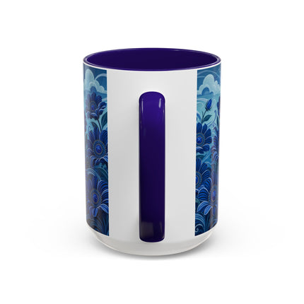 💙🌸 The Sapphire Wind Dancer Colorful Mug – Art Deco Floral Fantasy
