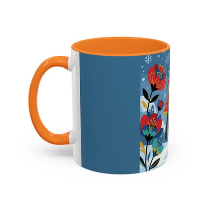 ❤️❄️ The Winter Heart Messenger Colorful Mug – Art Deco Snow Garden Fantasy