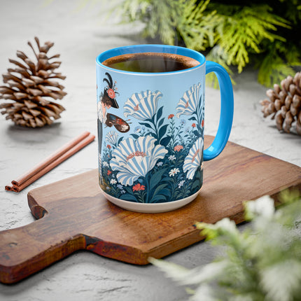 🎨💙 The Enchanted Garden Artist Colorful Mug – Art Deco Floral Whimsy