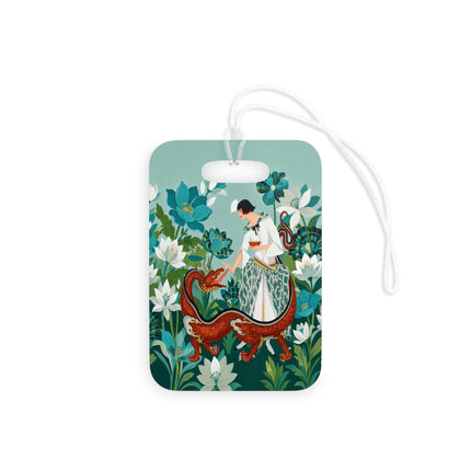 🐉🌿 The Dragon Keeper Luggage Tag – Art Deco Floral Fantasy