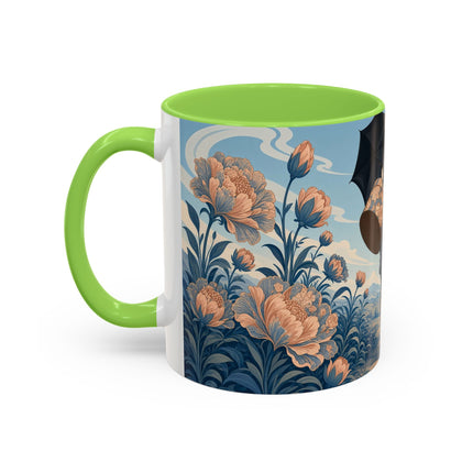 ☔🌸 The Grand Floral Journey Colorful Mug – Art Deco Travel Elegance