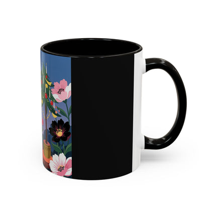 🌹🎄 The Lady Of The Candlelit Rose Tree Colorful Mug – Art Deco Christmas Garden