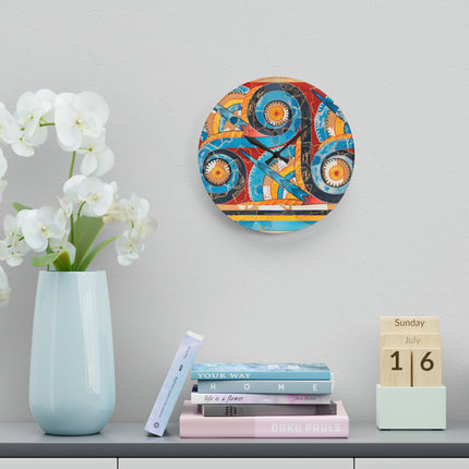 Reproduction of S-Spiral Frieze by Emile Gilliéron Acrylic Wall Clock, Round and Square