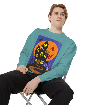 Halloween Night at the Haunted House Unisex Garment-Dyed Sweatshirt
