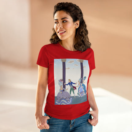 🎭🌸 The Garden Masquerade Cotton Tee – Art Deco Fashion Illustration