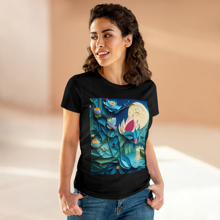 Ethereal Moonlit Lake Women's Midweight Cotton Tee