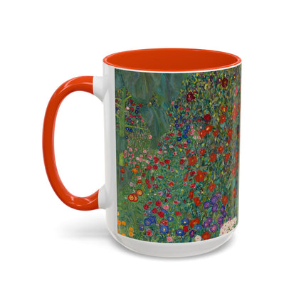 Farm Garden with Sunflowers by Gustav Klimt Colorful Mugs (11oz, 15oz)