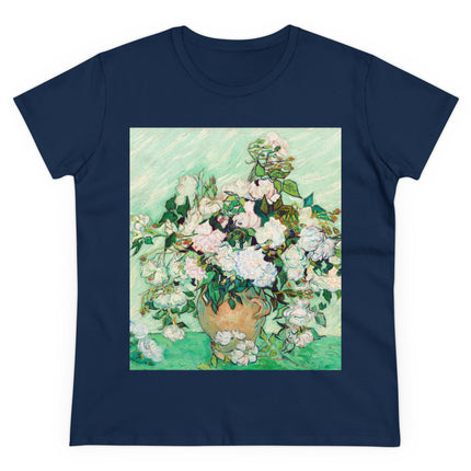 Roses by Vincent Van Gogh Women's Midweight Cotton Tee