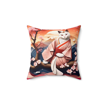 Japanese Bobtail's Repose Spun Polyester Square Pillow