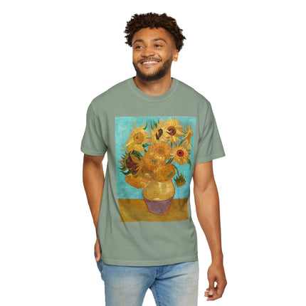 Vase with Twelve Sunflowers by Vincent van Gogh Unisex Garment-Dyed T-shirt