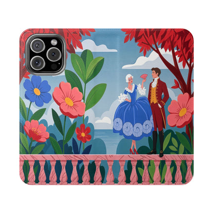 🌺🎭 The Grand Garden Courtship Flip Case – Art Deco Floral Romance
