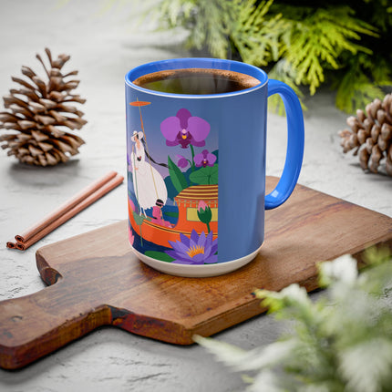The Lady Of The Lotus Voyage Colorful Mugs – Art Deco Botanical Elegance