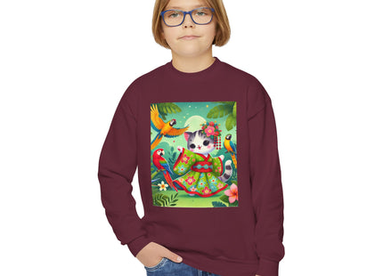 Parrot Dance of the Geisha Kitten Youth Crewneck Sweatshirt