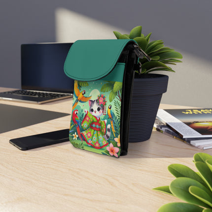 Parrot Dance of the Geisha Kitten Small Cell Phone Wallet