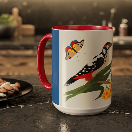 Woodpecker & Tulip Colorful Mugs – Vibrant Spring & Bold Beauty