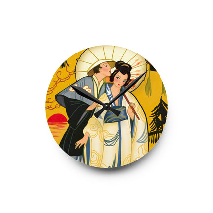 Golden Embrace Acrylic Wall Clock