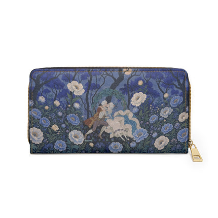 🌙💙 The Moonlit Blue Blossom Romance Wallet – Art Deco Floral Fantasy