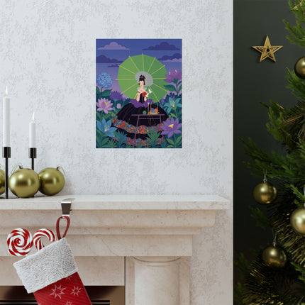 🪷🧶 The Lady Of The Lotus Knitting Circle Matte Vertical Poster – Art Deco Floral Whimsy