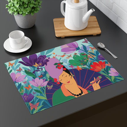 🦋🌺 The Lady Of The Butterfly Garden Placemat – Art Deco Floral Fantasy