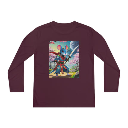 Cyber Samurai Rat Youth Long Sleeve Competitor Tee – Neon Warriors & Futuristic Adventure