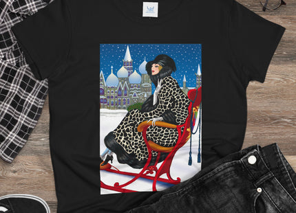 Elegant Winter Woman in Sleigh Women's Midweight Cotton Tee