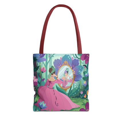 🌸🪞 The Lady Of The Enchanted Garden Mirror Tote Bag – Art Deco Floral Fantasy