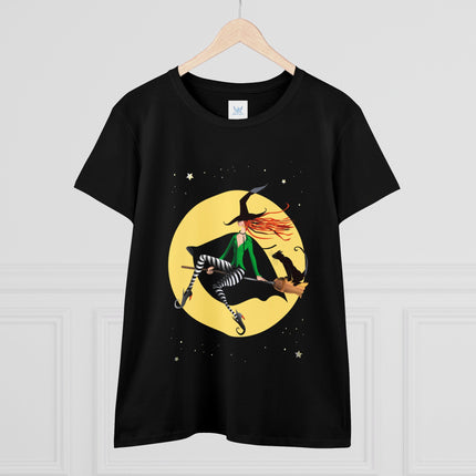 A Witch’s Moonlit Flight Women's Midweight Cotton Tee