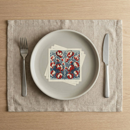 🌺❤️ The Scarlet And Ivory Floral Tapestry Napkins – Elegant Botanical Garden Art