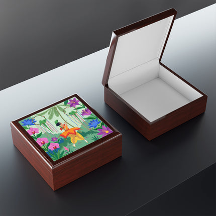🦜🌺 The Parrot Dancer Jewelry Box – Art Deco Tropical Whimsy