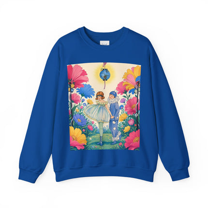 🌸🏮 The Lantern Garden Stroll Crewneck Sweatshirt – Art Deco Floral Whimsy