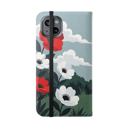 🌺🎩 The Ladies Of The Scarlet Garden Flip Case – Art Deco Floral Adventure