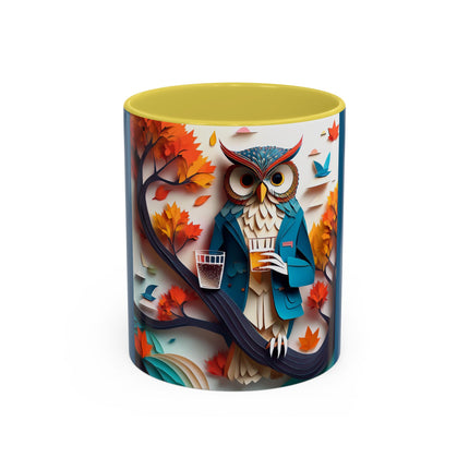 Owl at an Autumn Park Colorful Mugs (11oz, 15oz)