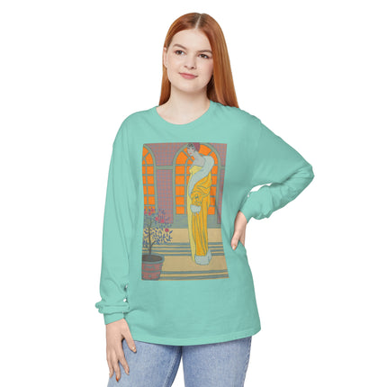 Sur Les Marches Du Jardin by Georges LePape Garment-dyed Long Sleeve T-Shirt
